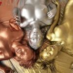 金粉銀粉銅粉のスポーツメッシー｜全身ピカピカボディペイントで美しくエロスを感じる